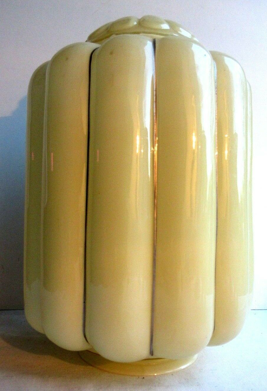 Large Art Deco Skyscraper lamp glass, 12 wide wide opalin glass
