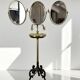 BARBER'S TRIPTYCH MIRROR IN BRASS, NAPOLEON III PERIOD, ADJUSTABLE IN HEIGHT