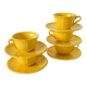 Set of 5 Badonviller lemon yellow cups and saucers, 1960