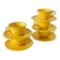 Set of 5 Badonviller lemon yellow cups and saucers, 1960