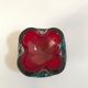 Red and blue ashtray by Flavio Poli for Seguso, in Murano glass 1960