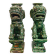 Pair of Foo Dog candle holders in ceramic, China 19th century