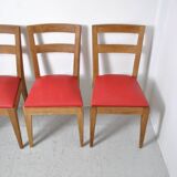 4 Chaises en chêne massif 1950