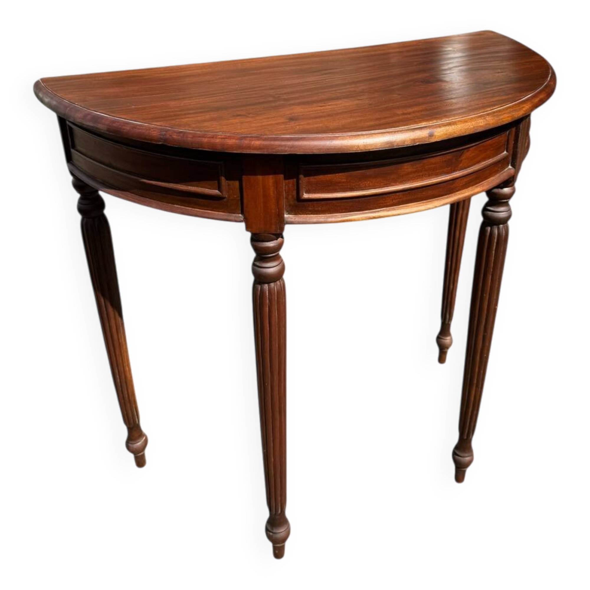 Small demi-lune console – solid mahogany – Louis XVI style