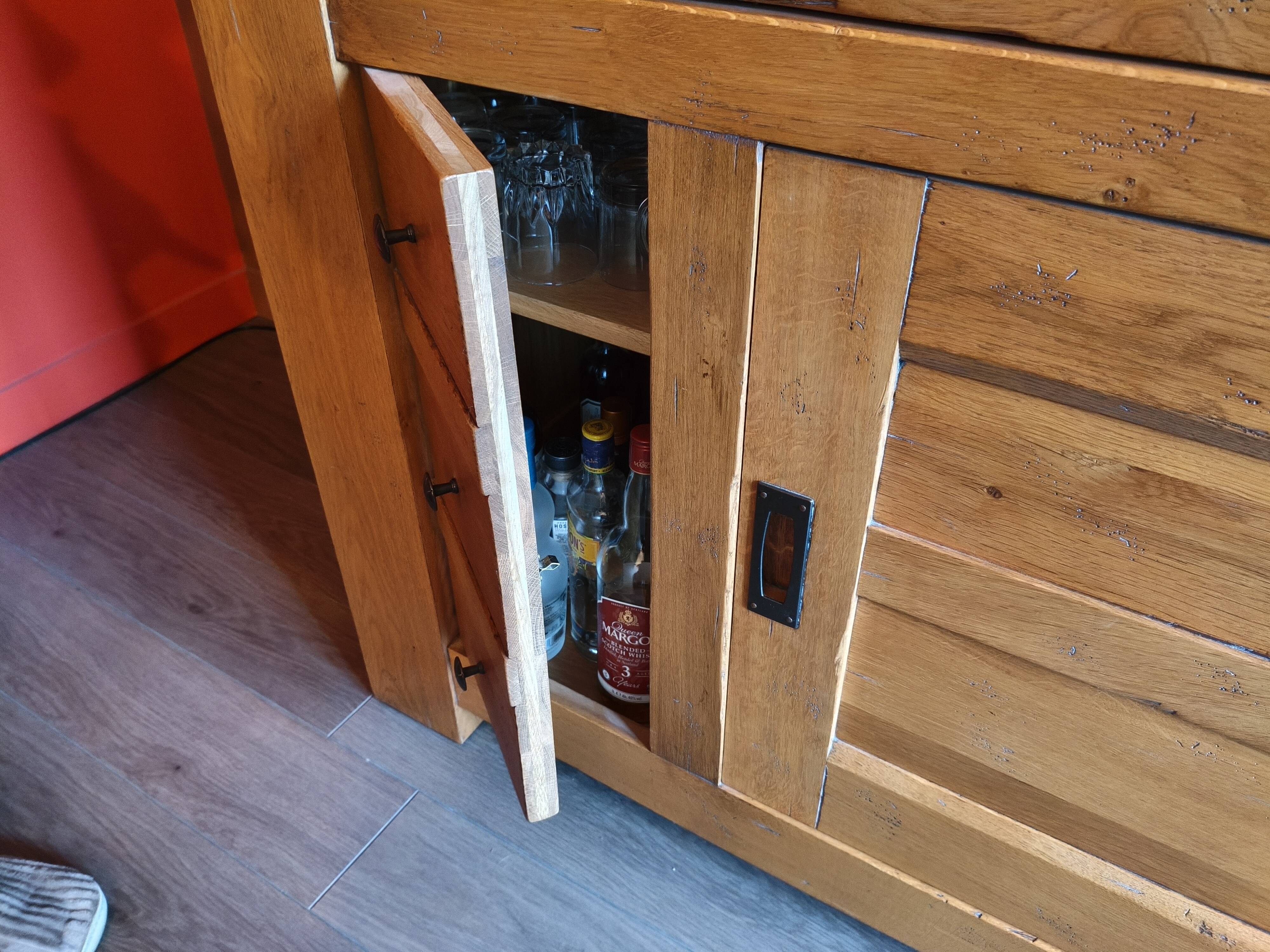 Solid oak sideboard, ideal for farmhouses or country homes, thick wood