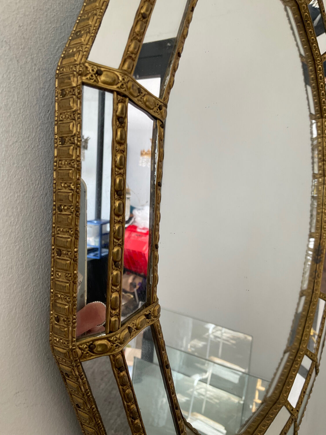 Vintage mirror in brass and parcloses 60s