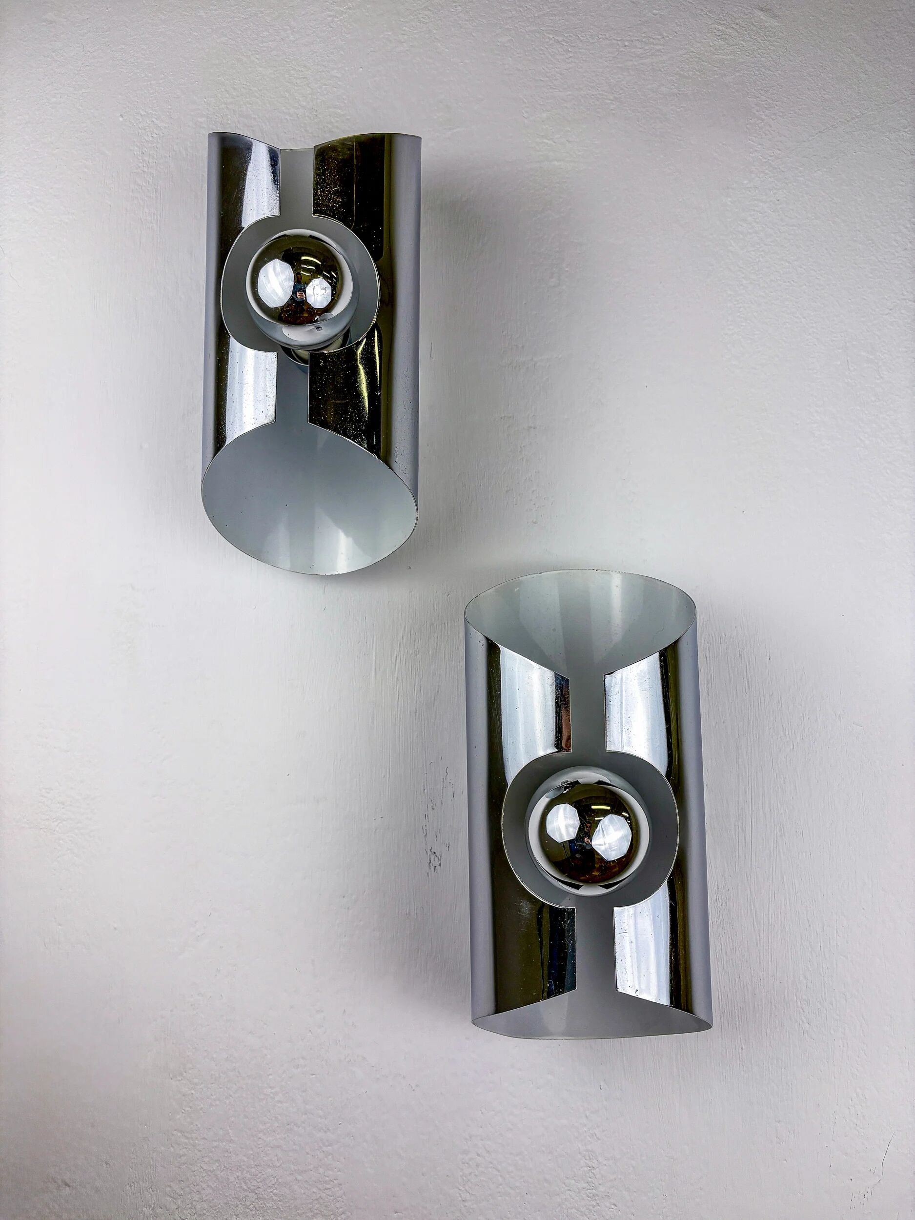 Pair of Space-Age wall sconces, Max Sauze's style, France, 1970s