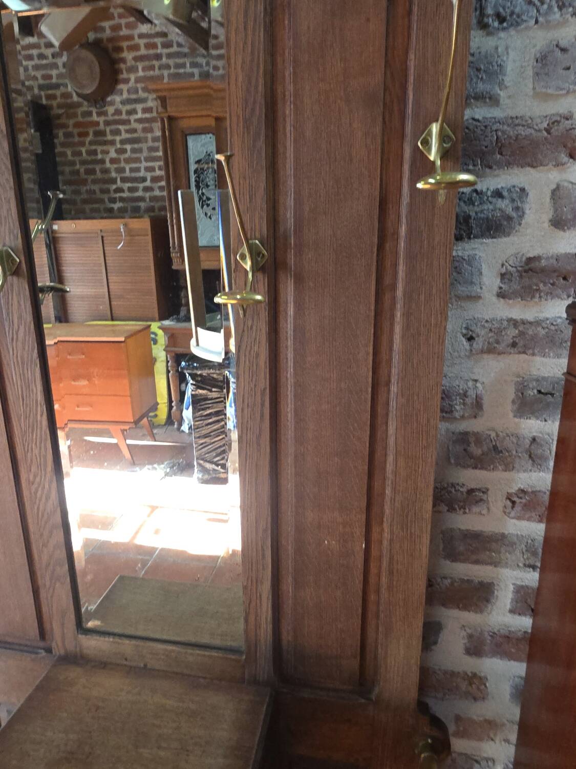 Vestiaire porte manteau ancien en chêne massif