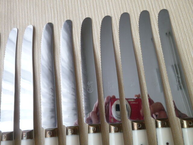 Set of 12 vintage table knives 50s stainless steel