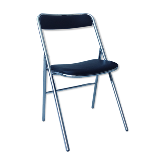 Paire de chaises pliantes chrome et skaï  70, Plichaise Soudexvinyl