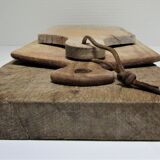 three vintage patinated solid wood cutting boards