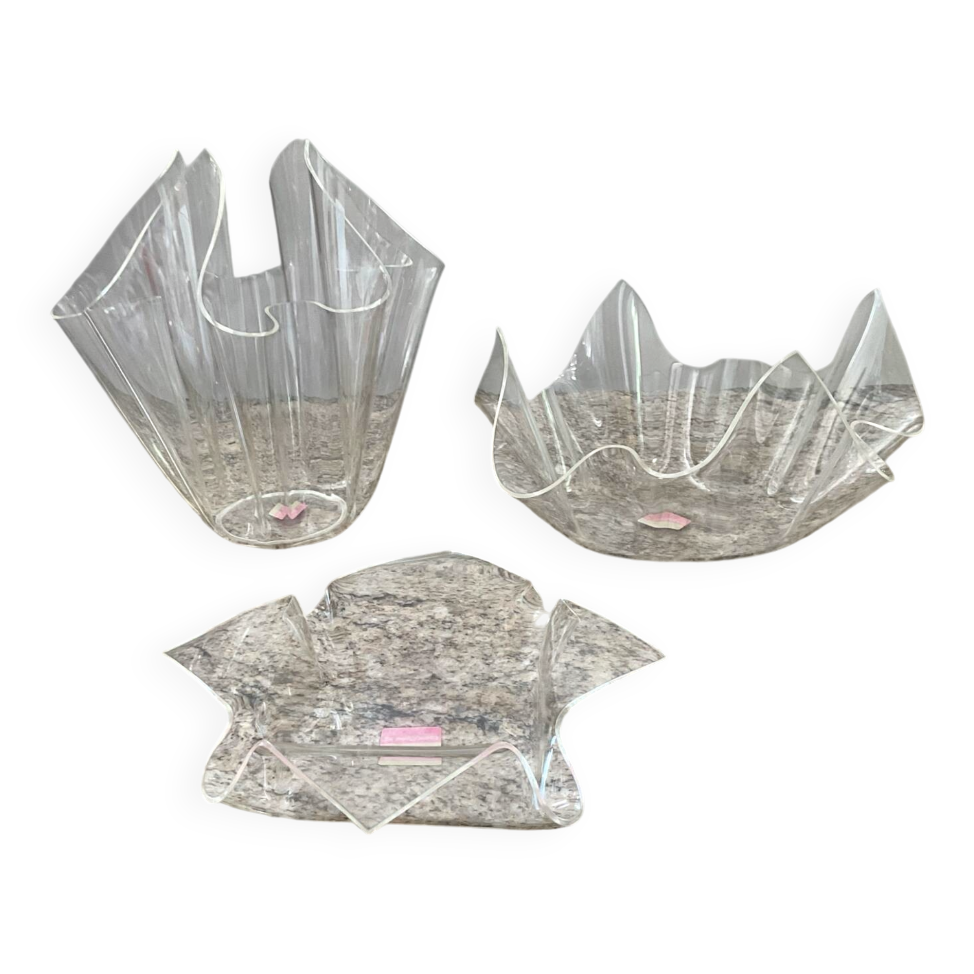 Trio of Röhm handkerchief vases from the 70s and 80s