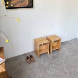 Pair of pine stools or bedside tables, mountain furniture, 1950s