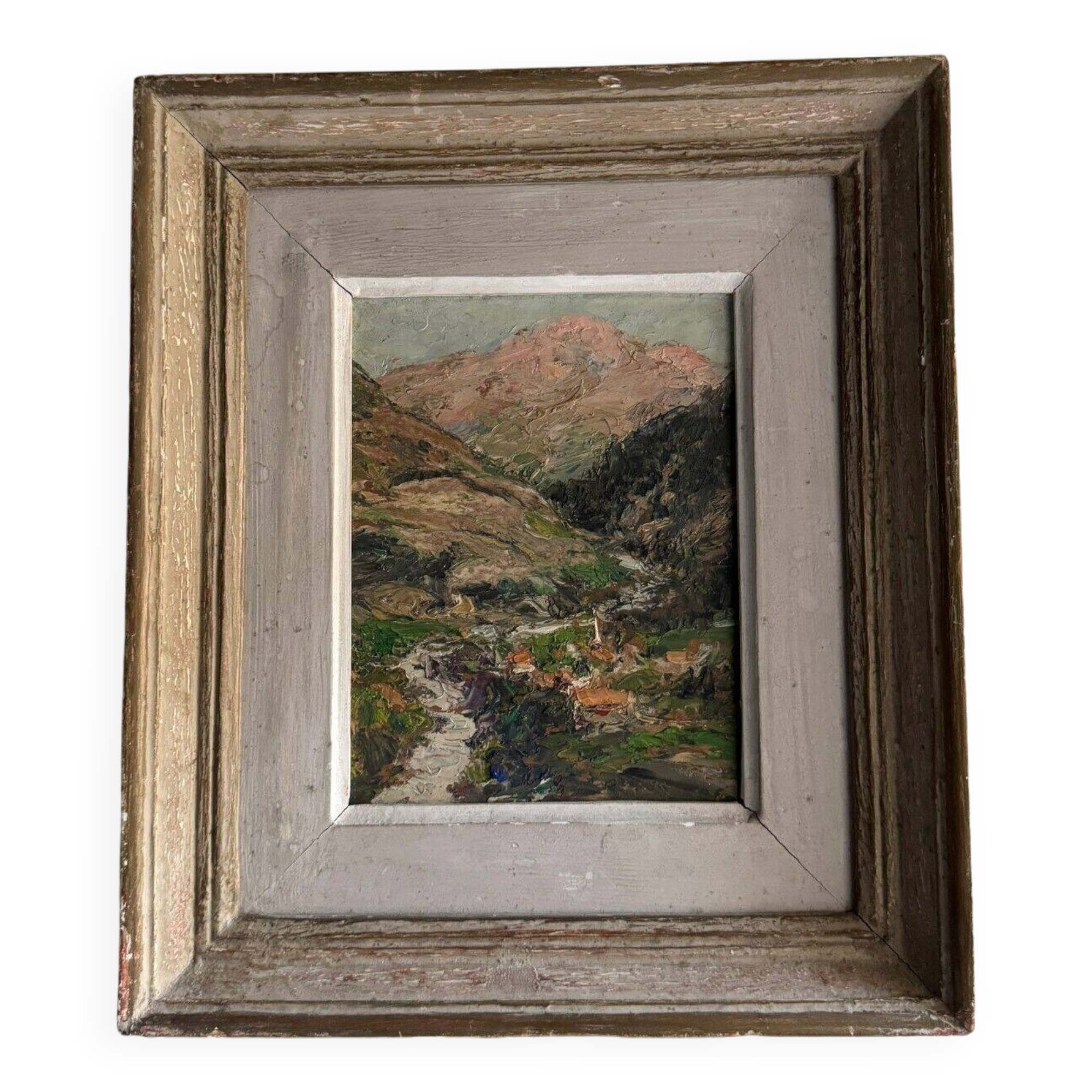 Oil on panel by J. Denier 1920 La Maurienne