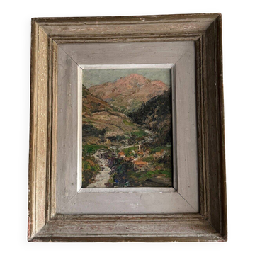 Oil on panel by J. Denier 1920 La Maurienne