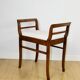Stool seat white-cream velvet fabric oak Art Deco