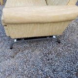 Armchairs and sofa of the 60s/70s in moleskine and chrome base on springs