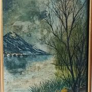 Tableau huile sur toile paysage signé