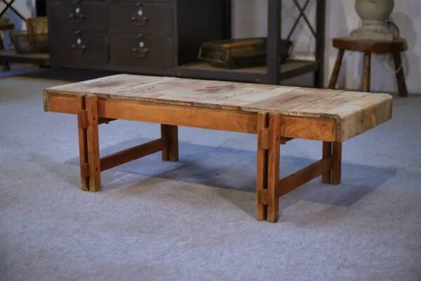 Coffee table in beech and ceramic by Roger Capron, 1960s