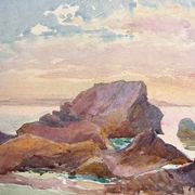 Painting Set of 3 watercolors Normandy Brittany Landscape Marine Ad. Cassagne