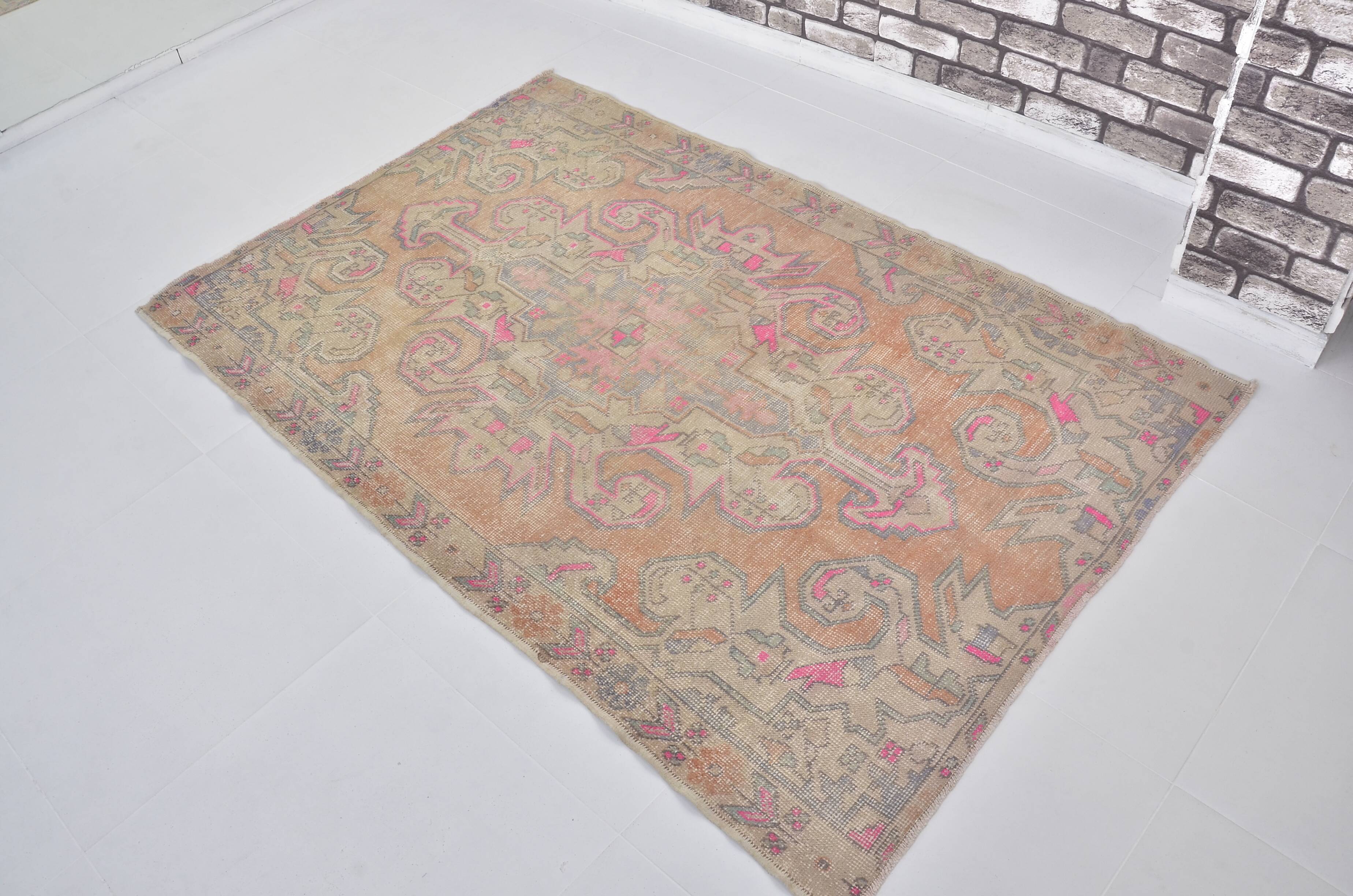 Orange & Beige Turkish Wool Rug sku 2584
