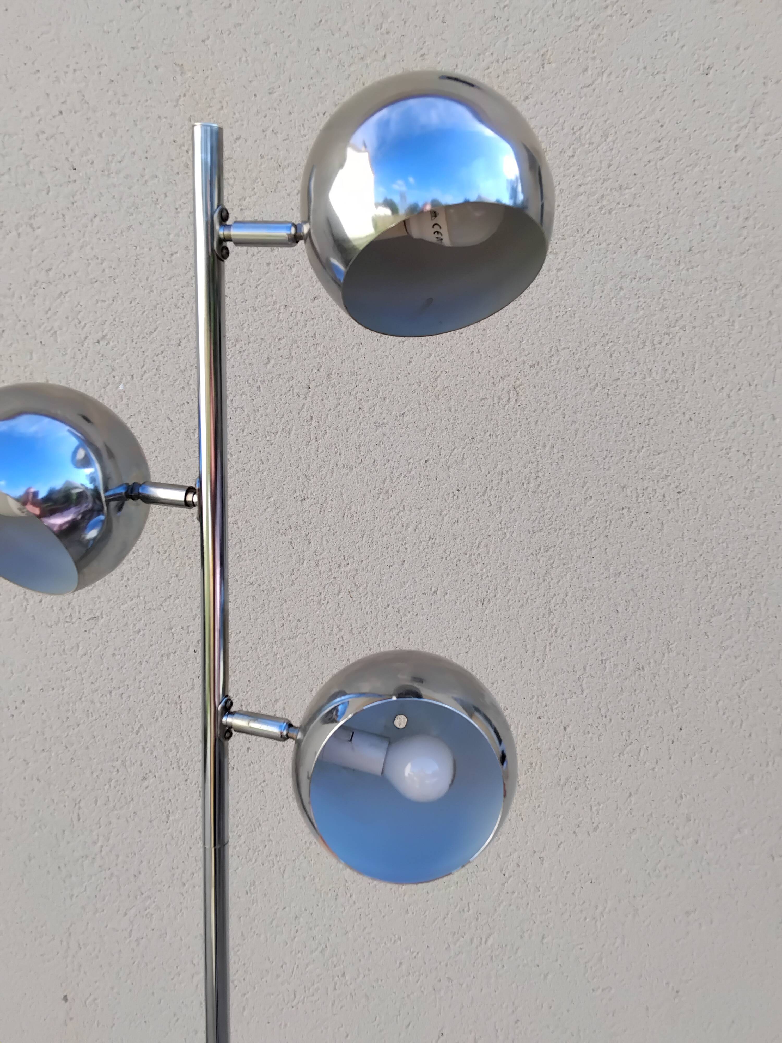 Vintage tulip-shaped space eyeball chrome floor lamp