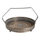 Round tray with oriental brass handle - Ø26x17cm