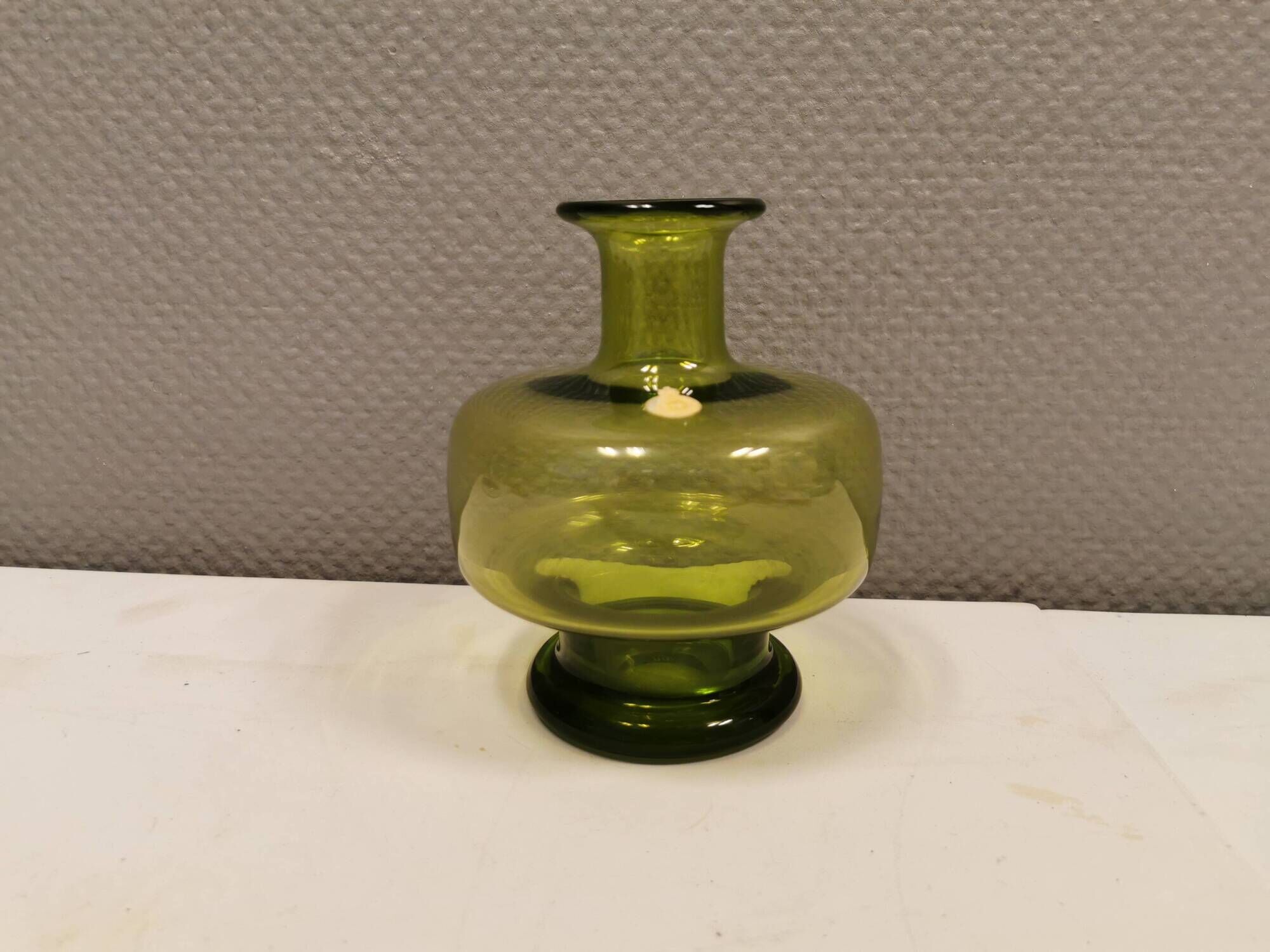 May green glass vase designed by Per Lütken for Holmegaard glassworks Denmark in 1955.
