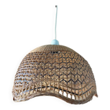 Vintage caned rattan pendant lamp 1970.