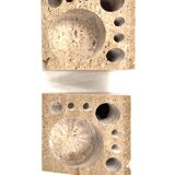 Enzo Mari, Set of 2 travertine desk organizers, Danese Italy 1970s