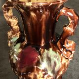Old vase with polychrome enamelled ceramic coves with effect 21.5
