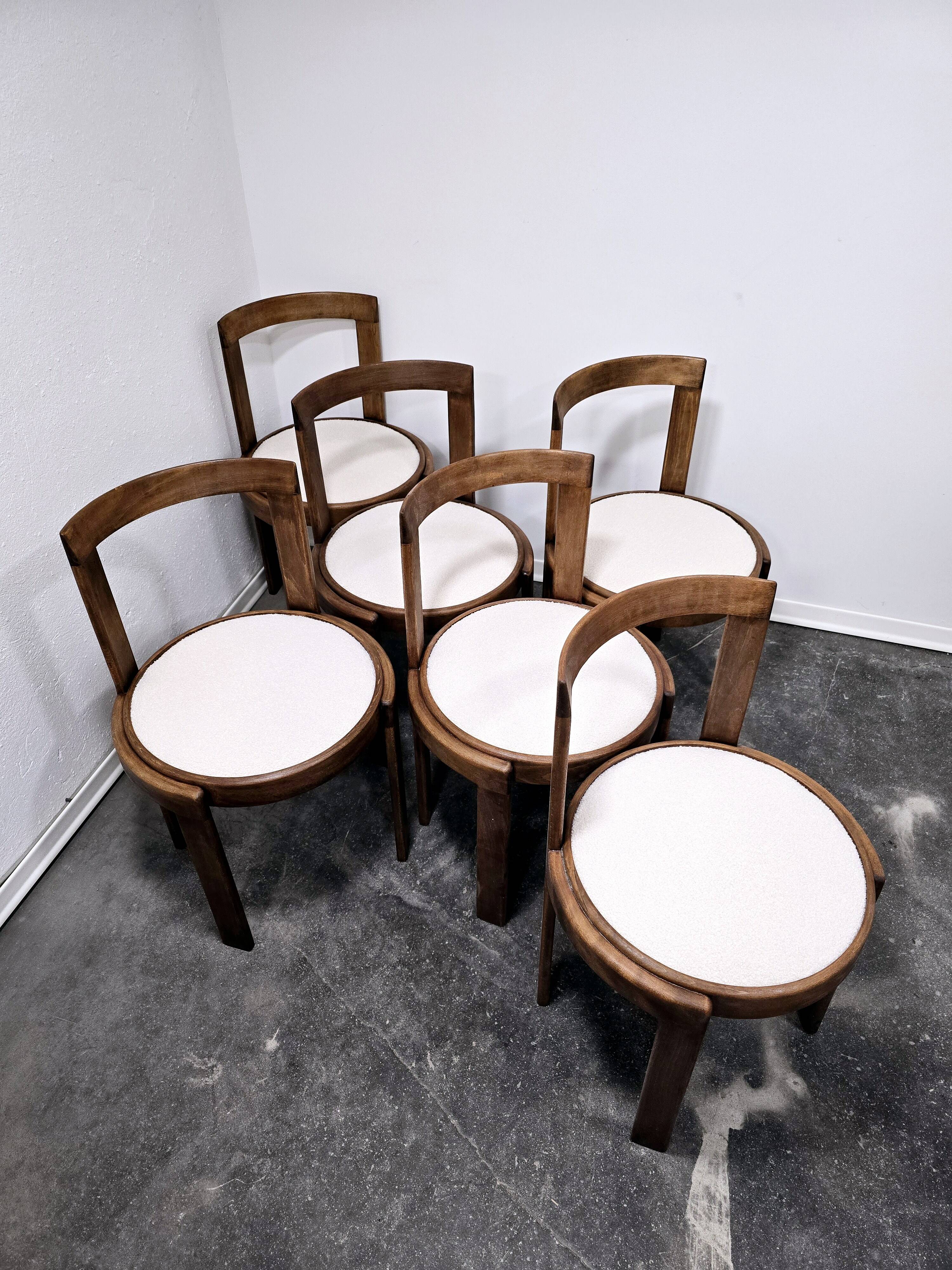 Chaises de salle à manger en bois courbé des années 1960, lot de 6