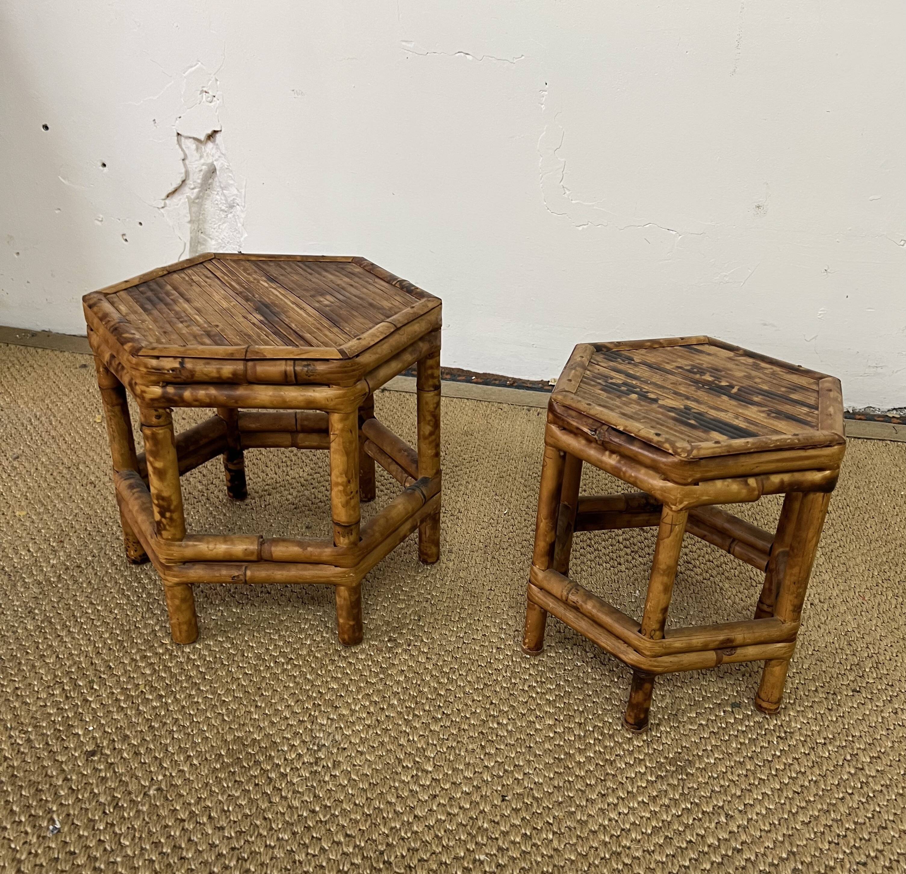 Pair of small side tables / Rattan sofa ends