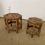 Pair of small side tables / Rattan sofa ends