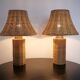 Pair of large Scandinavian rattan lamps from the 80s