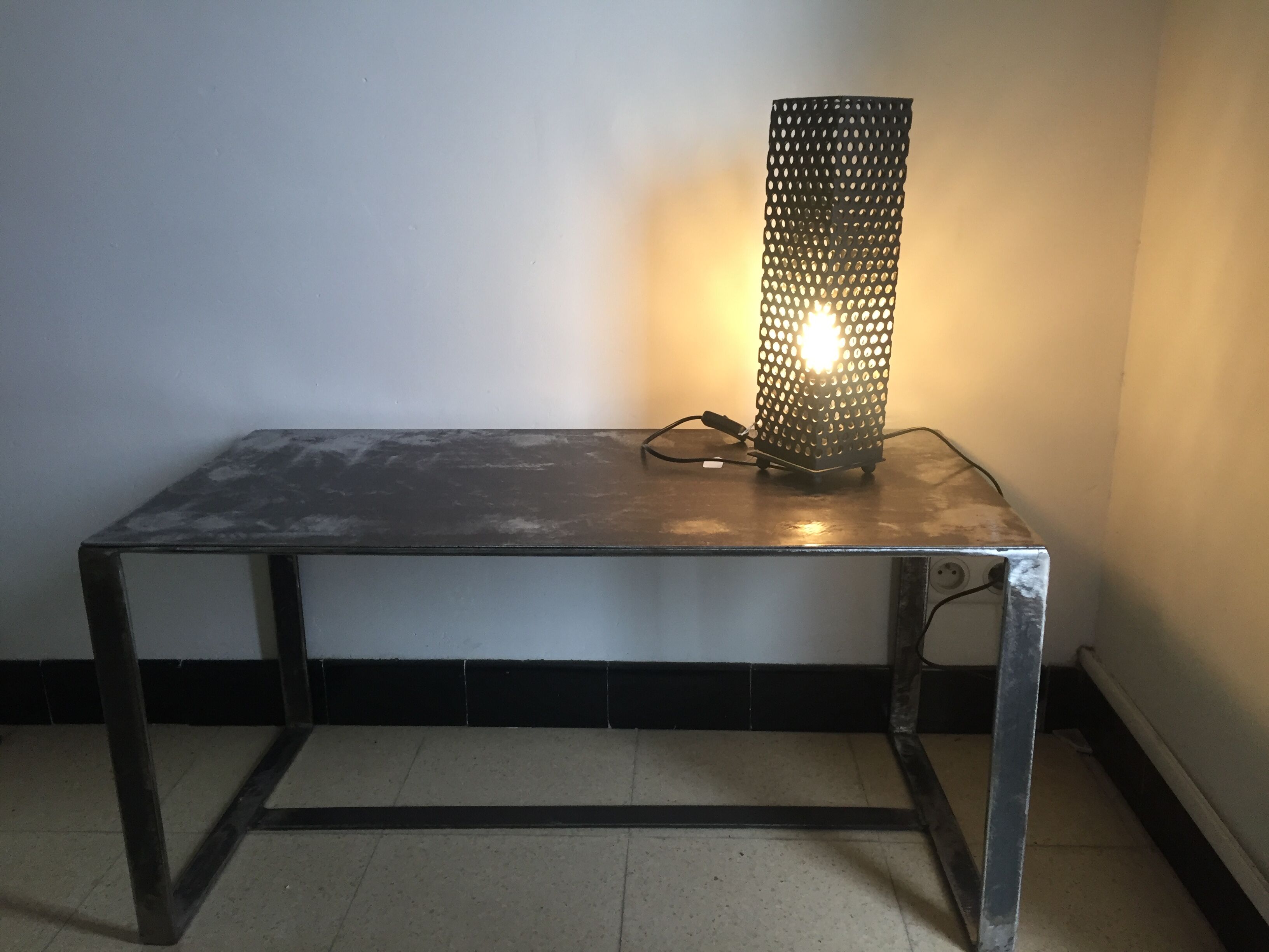 Matte black designer metal lamp