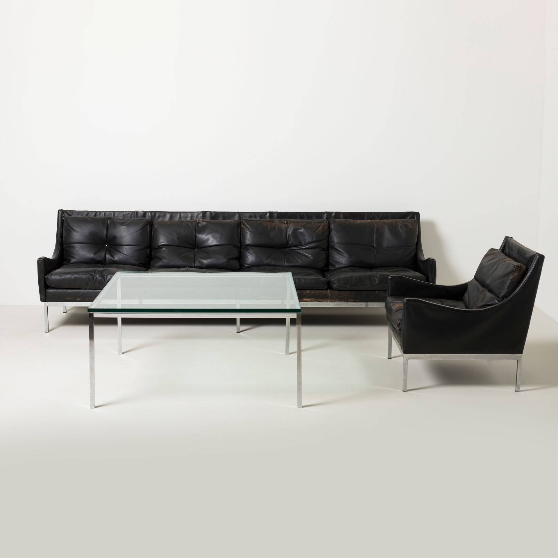 Modernist chrome and thick tempered glass coffe table, Germany, 1980s