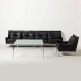 Modernist chrome and thick tempered glass coffe table, Germany, 1980s