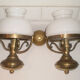 Glass brass globe sconce