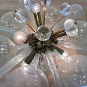 Design art glass and brass chandelier by Rene Roubicek, Czechoslovakia, 1960s