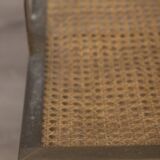 VINTAGE 1960S MAGAZINE RACK IN BRASS AND VIENNA STRAW ITALIAN DESIGN