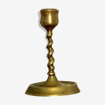 Twisted brass candle holder
