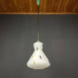 Mid-century Murano opaline glass pendant lamp by Stilnovo, 1950s.