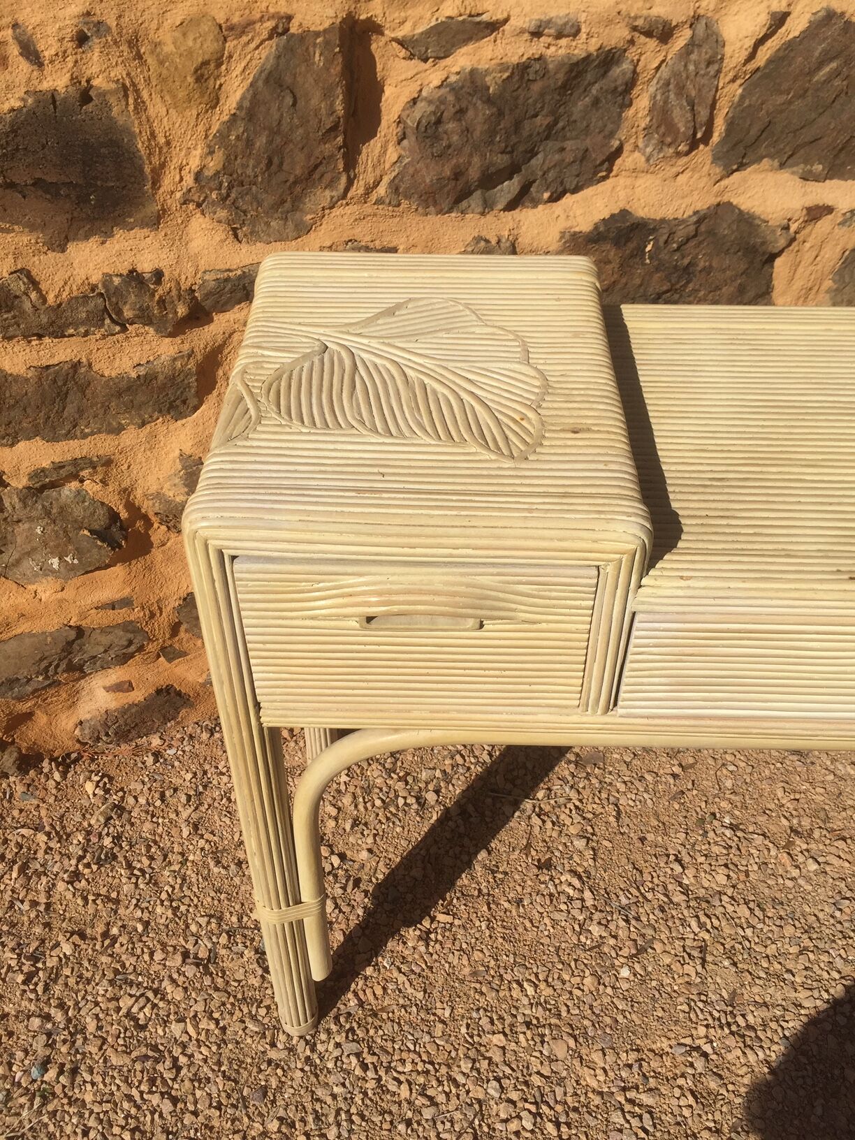 Console wood imitation rattan