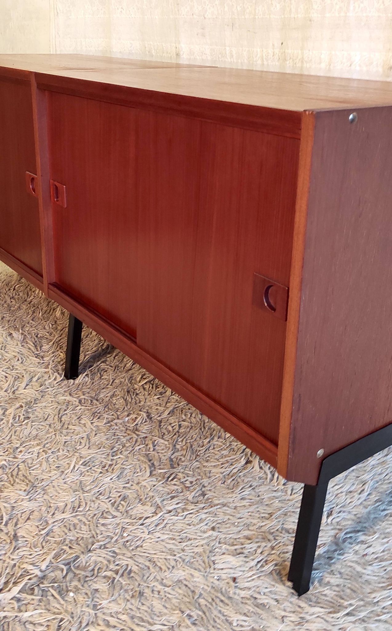 Modernist enfilade in teak by René-Jean Caillette for Charron - mid 20th century.