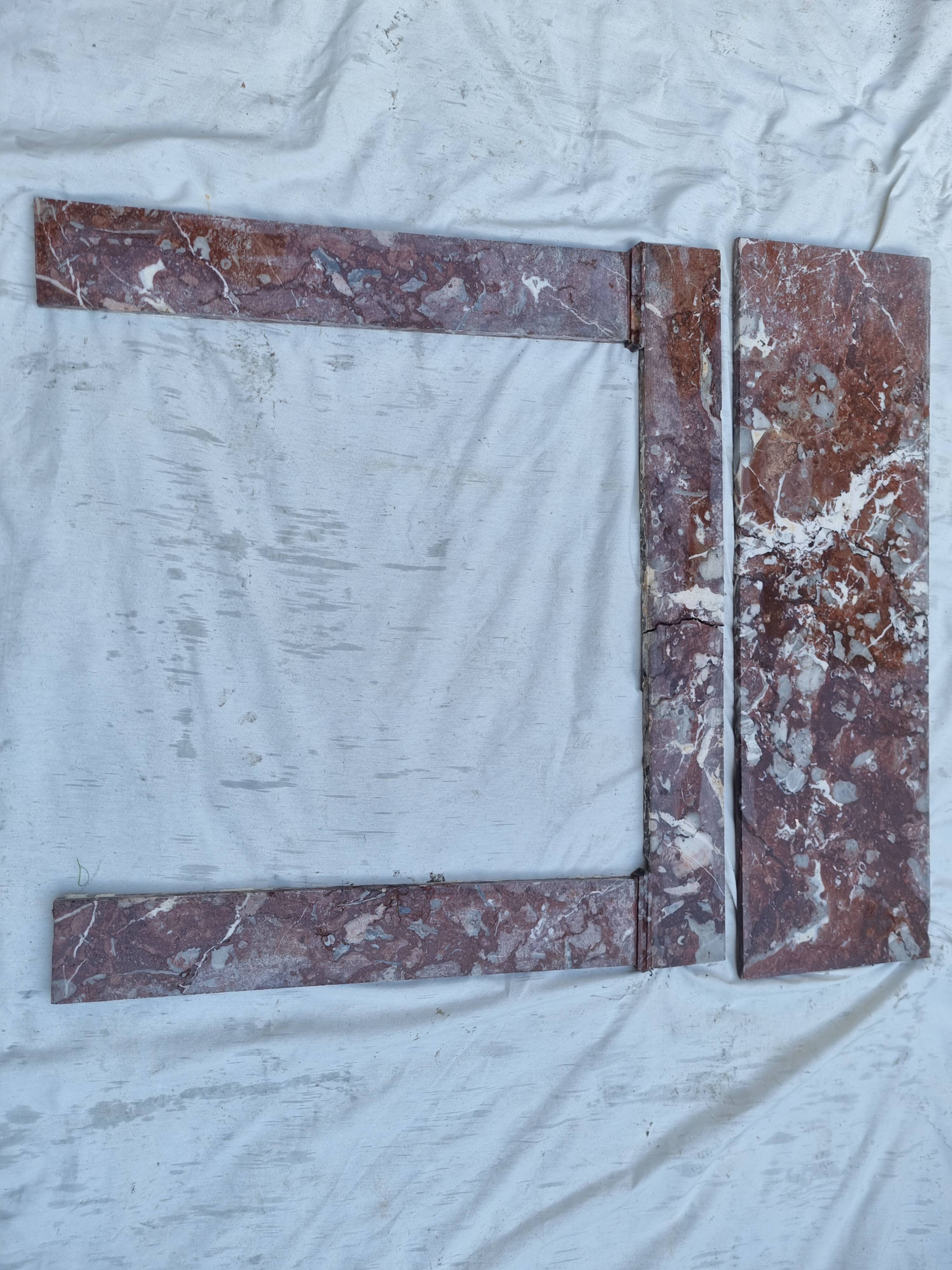 19th century red marble fireplace