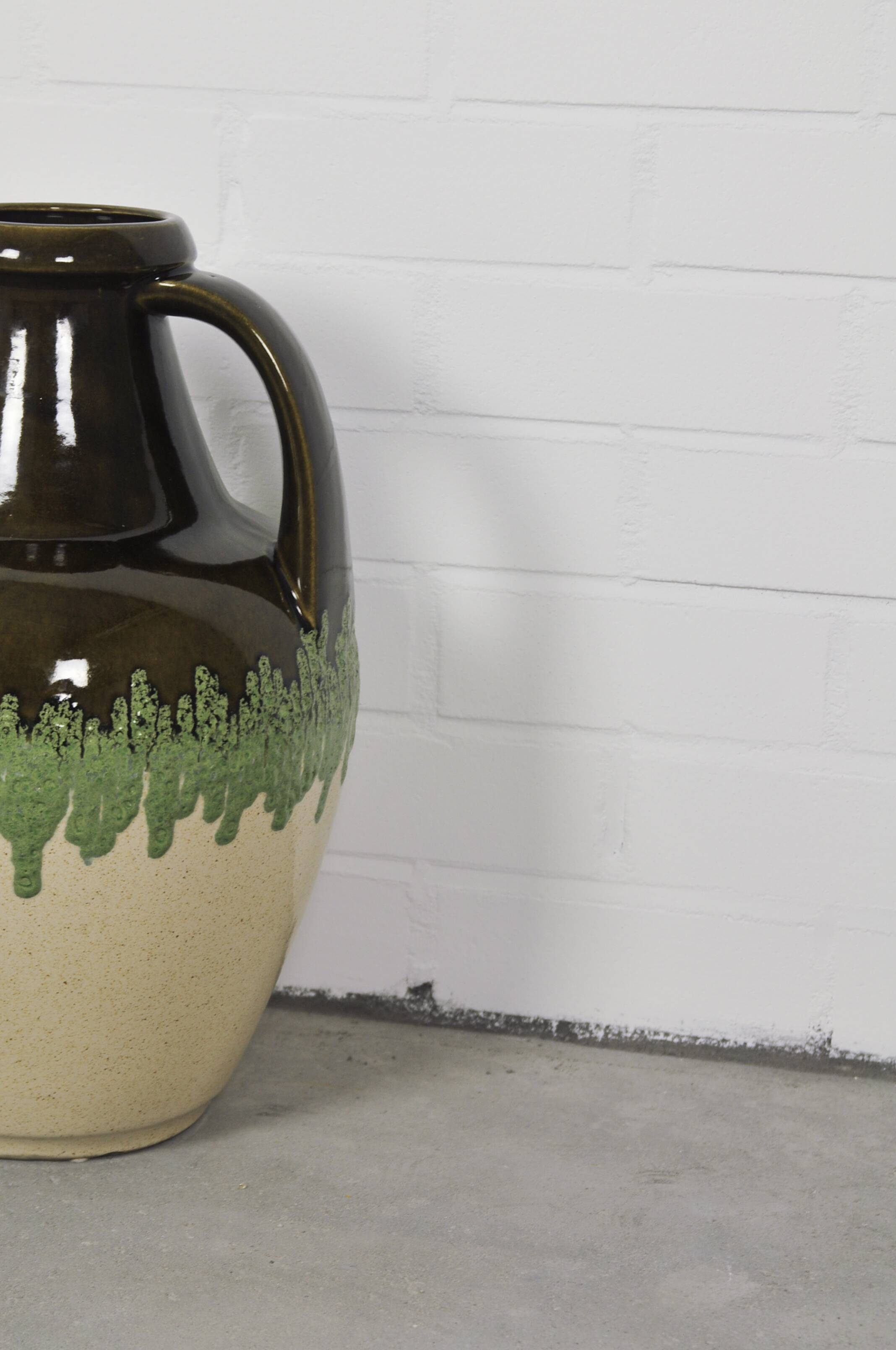 vase de sol vintage vert et beige Allemagne de l’Ouest Bay