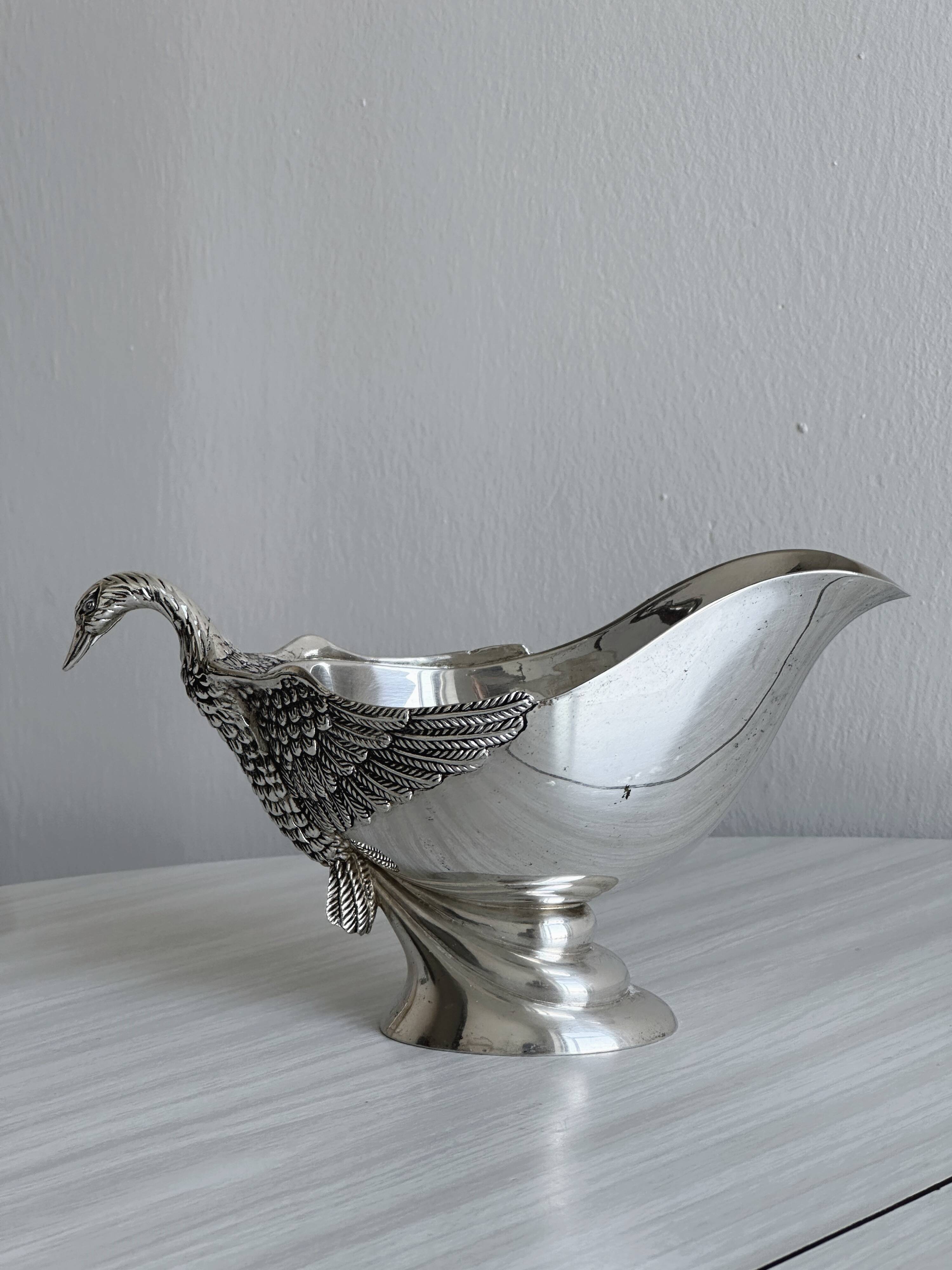 Saucière en métal argenté