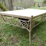 Pink marble and wrought iron coffee table