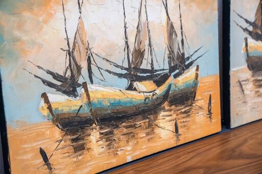 Boat on the water, 2000s, acrylic on canvas